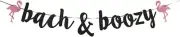Bach & Boozy Banner,Bachelorette Party Gold Gliter Paper Sign Decorations（Flamin