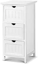 Artiss Bedside Table White Bed Side Tables Storage Dresser Small Narrow Desk Chest of Drawers, with 3 Drawer, Bedroom Living Room Home Furniture Tallboy Lamp Nightstand Bathroom Cabinet in 64cm Height