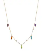 Bloomingdale's Fine Collection Multi Semi-Precious Stones & Diamond Multi-Drop Necklace in 14K Yellow Gold, 17