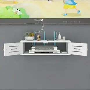路由器置物架電視機上盒架免打孔無線放路由器置物架客廳臥室機上盒收納盒牆壁掛式