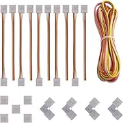 GTIWUNG 3-Pin LED Strip Connector Kit with 5 Metre Extension Cable, Strip to Strip Wire Connector, LED Corner Connector, Gapless for 10 mm 5050 WS2812 WS2811 LED Strip Light