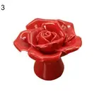 Rose Flower Ceramic Door Knobs Drawer Pulls Cupboard Door Handles with Screw 7