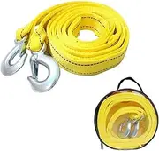 Heavy Duty Tow Strap with Solid Metal Hooks,10,000lbs Recovery Capacity Tow Rope for Vehicle Emergency Recovery, Best Towing Accessory Universal for All Cars(3.7cm x 4m, Yellow)