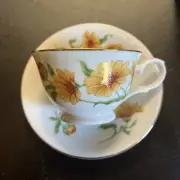 Avon 1991 Blossom of the Month Tea Cup & Saucer October Calendula NIB