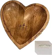 Heart Shape Wooden Bowls, Mango Heart Curved Shaped Bowl, Rustic Centerpiece Decorative Bowls, Large Wooden Heart Bowl for Bedroom Dressers, Bedside Tables, Nightstands