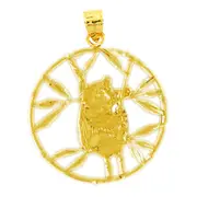 14K Gold Encircled Panda Bear Pendant
