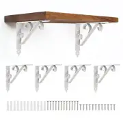 6 Pcs Decorative Shelf Brackets, 250mm/10 Inch Floating Shelf Brackets, White
