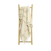 Caliente Throw Blanket With Embroidery- Natural