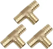 X AUTOHAUX 19mm Hose Barb Brass T-Shaped 3 Way Tee Connector Adaptor for Air Water Gas Oil Pipe 3pcs