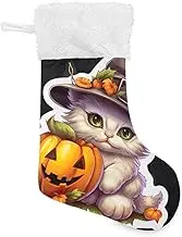 Halloween Cat in Hat Witch Stockings Christmas, Suitable for Christmas Stocking for Kids, Christmas Stockings Bulk