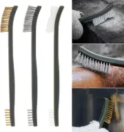 3Pcs Mini Wire Brush Set 7 Inch Scratch Wire Bristles Brush Set Rust Paint Metal