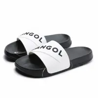 在飛比找PChome24h購物優惠-KANGOL 拖鞋 白黑 大LOGO 橡膠 一片拖 防水耐磨