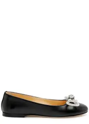 Mach & Mach Double Bow Leather Ballet Flats - Black - 37 (IT37 / UK4) 37 (IT37 / UK4)