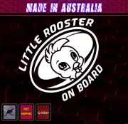 Little ROOSTER On Board - baby on Board White NRL Decal