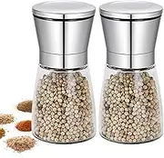 Kitchen Pepper Grinder - Manual Salt and Pepper Mill with Adjustable Coarseness | Durable Stainless Steel and Glass Body, Refillable Grinder for Fresh Flavor, Great for Home Chef or Dining Table