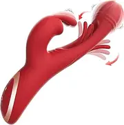 Vibrator Sex Toys for Women, G-Spot Rabbit Vibrators with 12 Flapping & 12 Vibrating Modes Adult Toys, Vibrating Dildo Nipple Clitoral Stimulator Female Sex Toy, Adult Toy For Couples (Red)