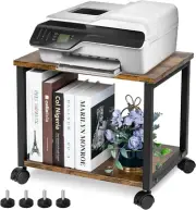 Under Desk Printer Stand - 2-Tier Industrial Mobile Printer Table with Storage S