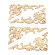 Oak Wood Carved Corner Onlay Applique Door Furniture Unpainted Decals 20x10cm