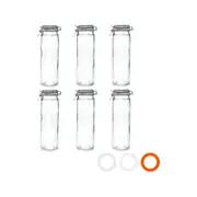 Argon Tableware Glass Spaghetti Jars with Airtight Clip Lid - 2 Litre Set - Pack of 6