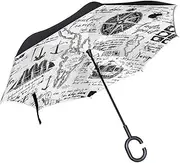 Double Layer Inverted Umbrella Cars Reverse Umbrella Old Manuscript Caravel Anchor Windproof UV Proof Travel Outdoor Umbrella