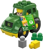 MEGA John Deere Lil' Tractor Building Set With 5 Big And colourful Building Blocks, And 1 Block Buddies Figure, Toy Gift Set For Ages 1 And Up