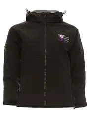 Black Soft Shell Jacket With Hood & Emb