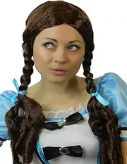 Yummy Bee - Long Brown Pigtail Wig - Dorothy Wizard of Oz Plaited - Schoolgirl Fancy Dress for Women