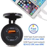 12V 24V QC3.0 QC4.0 Dual USB Car Charger Type C USB Power Socket Quick Charge