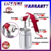 Heavy Duty Suction Feed Paint Spray Gun 3 Nozzles 1000ML Pot Manual Sprayer Kit