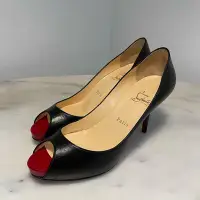 在飛比找Yahoo!奇摩拍賣優惠-christian louboutin/紅底鞋 黑色 魚口高