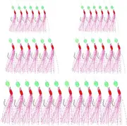 Mackerel Feathers Rigs 36 Hooks, 6 Pack Pre Tied Sea Fishing Rigs with Luminous Beads Fishing Hook Bass Fishing Lure Feathers Cod Lure Feather Lures for Mackerel,Cod,Bass,Herring