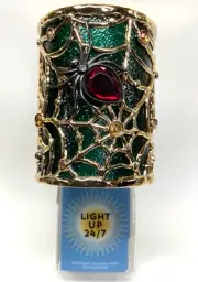 Bath & Body Works Gem Spider Web Rose Gold Green Nightlight Plug Halloween