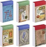 6 Sets 300 Pcs Washi Stickers Book, Vintage Aesthetic Sticker Set for Journaling Scrapbook Decoration Bullet Journal,Stamps Flowers Ticket Theme Stickers for Art Diary Craft Planner