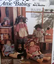 Marty Maschino Attic babies cloth rag doll primitive country Craft Pattern 17"