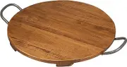 Tala Giant Round Presentation Board with Metal Handles, Lacquered Wood with Oak Finish, Perfect for a Table Centrepiece and Ideal for Serving a Mixed Foods or Buffet Style Foods, Measures 60x22x2cm