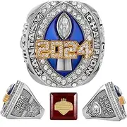 HuangouSA 2024 Fantasy Football Championship Ring with Wooden Box League Champion Trophy Rings Premium Award for Winner