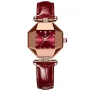 POEDAGAR Women Watches Fashion Luxury Rhinestones Quartz Watch Polygon Pointer Waterproof Ladies Leather Wristwatch