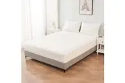 1000TC Thread Count King 100% Cotton Fitted Bed Sheet & 2 Pillow Case Set in White