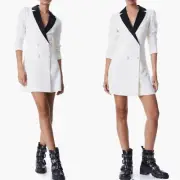 Alice + olivia Kyrie double breasted crepe tuxedo blazer mini dress Sz 14