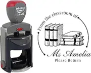 Printtoo Personalized Black Self Inking Library Rubber Heavy Duty Stamp from The Classroom of Round Custom Stamper-45 mm