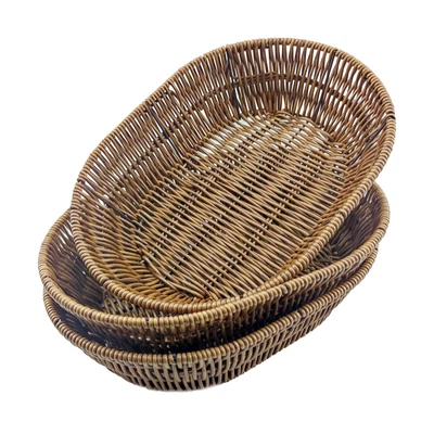 Wicker Bread Baskets,Tabletop Food Serving Baskets Trays, Handwoven Storage B...