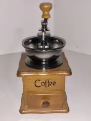 Hand Crank Wooden Burr Mill Manual Coffee Espresso Bean Grinder Small Travel