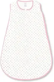 SwaddleDesigns Cotton Sleeping Sack with 2-Way Zipper, Pink Tiny Triangle Shimmer, Small 0-6 Months