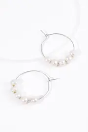 Five Freshwater Pearl Hoop Earring--GRE-FIVEPEARL