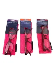 Womens NWT FOSTER GRANT +1.25 +2.50 +3.25 EVALINA WINE READING GLASSES W/Case