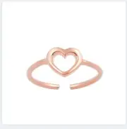 Rose golg heart sterling silver toe ring