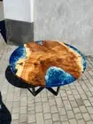 Ocean epoxy Round Coffee table, Ocean Table Bar, River Epoxy Table with legs