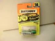 1996 MATCHBOX SUPERFAST #58 GREEN CORVETTE T-TOP WITH SIDE PIPES NEW ON CARD