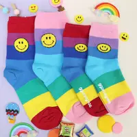 在飛比找蝦皮購物優惠-親子襪 彩虹襪子 大人襪子 兒童襪子 彩虹中筒襪 長襪 棉襪