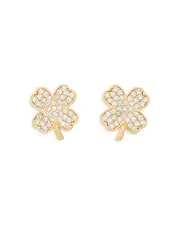 kate spade new york Pave Clover Stud Earrings in Gold Tone